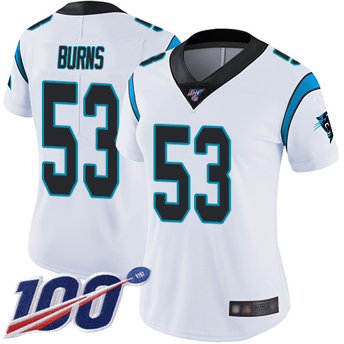 Carolina Panthers Limited White Women Brian Burns Road Jersey NFL Football #53 100th Season Vapor Untouchable->women nfl jersey->Women Jersey